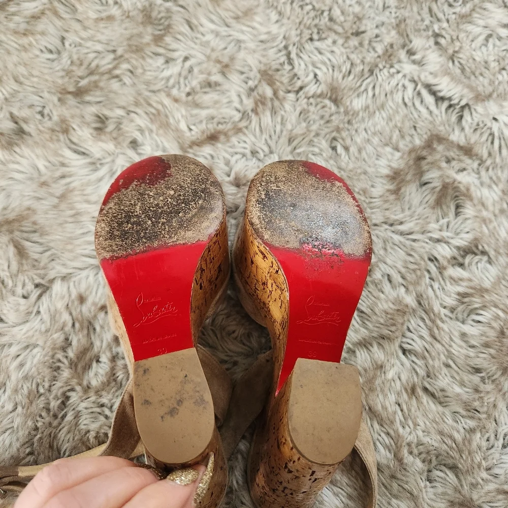 Authentic Christian Louboutin Super Dombasle Sandals In Beige Size IT 39 US‎ 9